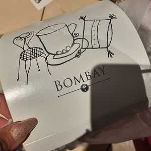 Authentic Bombay & CO Blue White Large Ceramic Votive Cup Candle Holder Lotus